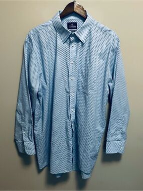 Stanford Performance Super Shirt Button Up Blue Print Dress Shirt Men’s 18